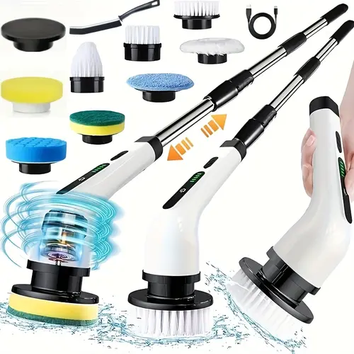 9-in-1 Cordless Electric Spin Scrubber - Extendable Powerful Cleaning Tool, Spin Mop Scrubber for Bathroom,Floor Cleaning Tools Floor Cleaning Tools Kitchen Utensils