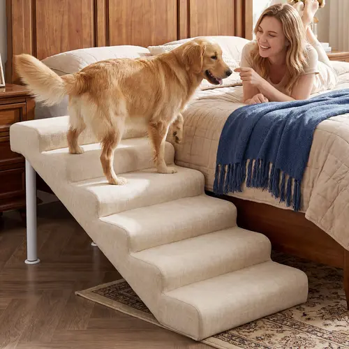 SLSY Dog Stairs Ramp for High Beds & Couches, Non-Slip Pet Steps with Washable Cover for Small, Medium & Senior Dogs Waterproof with Removable Cover & PE Support Board for Sofa, Chair, or Stairs , Holds up to 150 lbs (XL)