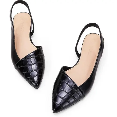Coutgo Women's Pointed Toe Faux Leather Half Slipper Mules - Low Heel Slingback Ankle Strap Slip-On Shoes, Cutout Lightweight Elegant Everyday Casual Footwear with Rubber Sole, Shoes for Women,outdoorfun