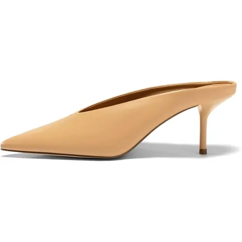 Coutgo Women's Pointed Toe Slip On High Heel Mules, Faux Leather Formal Holiday Dress Shoes with Rubber Sole, Womens, Women's Shoes, Basic, Shoes For Women, Plain