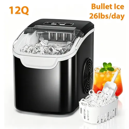 Xbeauty Compact Countertop Ice Cubes Maker - 18lbs/day or 26lbs/day Bullet Ice Output, Simple Controls, Multiple Colors, for Kitchens, Offices techvibes