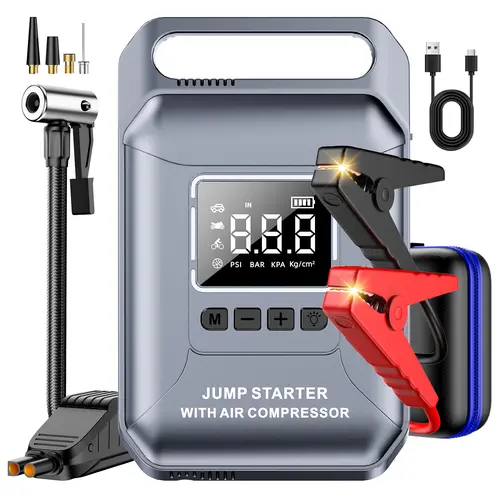 2026 All-Season Savior – 4000A Car Jump Starter with 160PSI Tire Inflator, 15000mAh Power Bank & LED Light, Reliable in -20°F, Compatible with Most Cars & Trucks, For All Driving Situations
