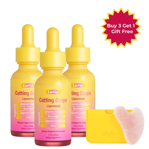 【Buy 3 Get 1 Gift Free】LeeFar Cutting Drops 3 Packs – Lymphatic-Focused Debloat Formula with Dandelion, Cleavers, Burdock & Elderberry for Lymphatic Drainage, Bloat Relief, Digestive Comfort and Detox – Mango Dragonfruit Flavor, 90 Servings