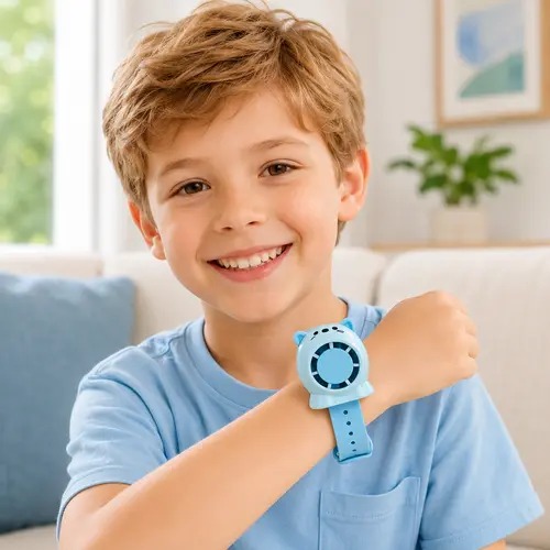 Kids Portable Mini Fan, Rechargeable Wearable Wrist Fan Watch, Lightweight Hands-Free Cooling Fan for Boys and Girls, Cute Cartoon Fan for School, Easy Travel, Outdoor Activities, Daily Use, Summer Birthday Gift