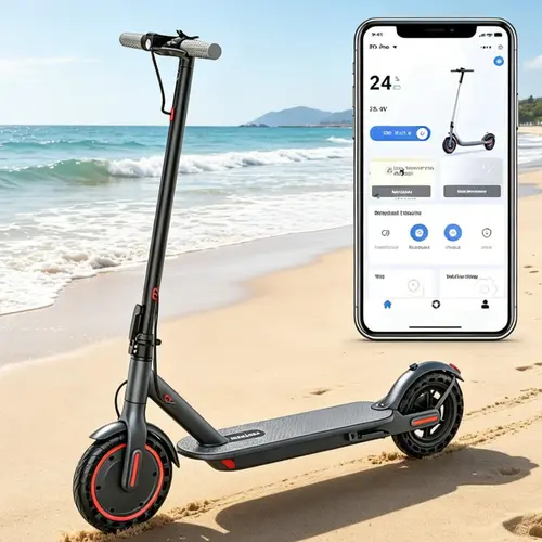 350W Electric Scooter with 7.8Ah Battery – 8.5" Solid Tires, 19MPH Top Speed, Long Range, Dual Brakes, Foldable, App Control for Adults