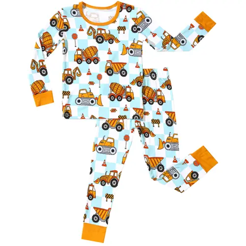 Bamboo Viscose Kids' 2-Piece Long Sleeve Pajama Set, Soft Breathable Stretchy Toddler Sleepwear for Boys & Girls, All-Season Everyday Loungewear Print Pajama Set Toddler Pajamas