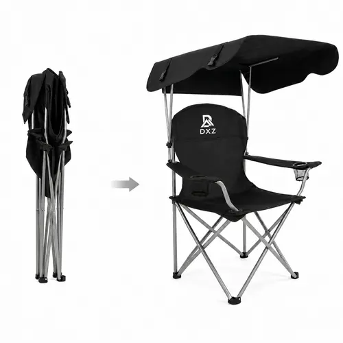 Portable Foldable Camping Chair - Heavy Duty Durable Unisex Model with UV-Protective Canopy, 330lbs Capacity, Shoulder Strap, Dual Cup Holders, Ideal for Camping, Beach, Sporting Events (3Colors) tiktokshopbacktoschool