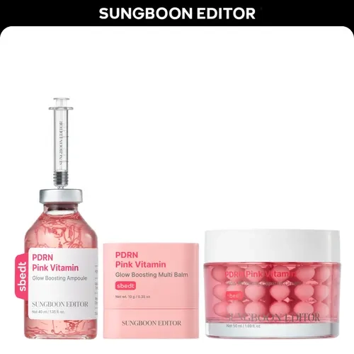 [Sungboon] PDRN Pink Repair Trio | D-PDRN Glow Boosting Ampoule, Capsule Cream & Multi Balm, Skin Barrier Support, Firm-Looking Glow, 3-Step Set