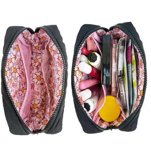 COZYLOUCIA Mini Makeup Pouch with Floral Inside Design, Compact Makeup Storage Organizer, Travel Accessory, Toiletry Bag for Everyday Use, Ideal Mother's Day Gift, Travel Accessories