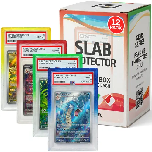 X PRO PSA Slab Protector - 12 Pack PSA Slab Guards - 4 Gem Gradient Colors Included - Durable TPU Bumper Guards - Stackable & Secure Graded Card Guard