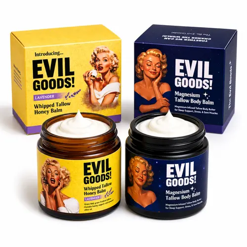 EVIL GOODS! Whipped Tallow Honey Balm and Magnesium Tallow Body Balm Bundle