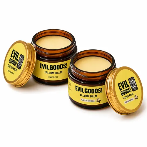 EVIL GOODS Bee Tallow Body Balm, 2-Pack 2oz Jar Bundle, Moisturizing Clean Beauty Cosmetic for Body Care Needs, Moisture, Clean Beauty Body Balm