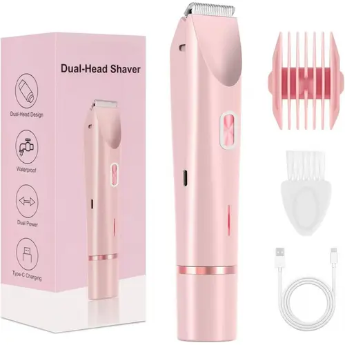 Dual-Use Charging Electric Hair Trimming Tool for Ladies, Dual Head Design for Facial & Body Grooming, Cordless Washable Device for Wet & Dry Daily Skin Grooming Supplies