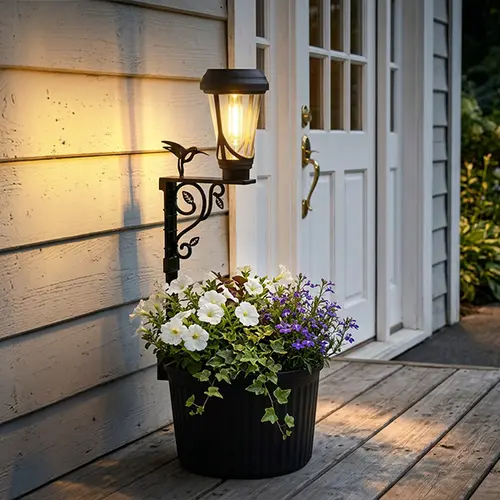 2-in-1 Solar Post Light with Planter, Waterproof Decorative Outdoor LED Flower Pot Light and Solar Post Lamp, Freestanding or Wall-Mounted for Lawn, Porch, Patio, Yard, Garden, Front Door & Pathway, Home Decor, Patio Decor, 1/2/4 Pcs, #backtoschool