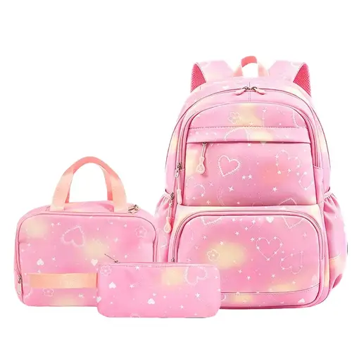 Unisex 3-Piece Pattern Backpack Set - Large Capacity Durable Nylon Daypack, Backpacks for School, College Student Bookbag