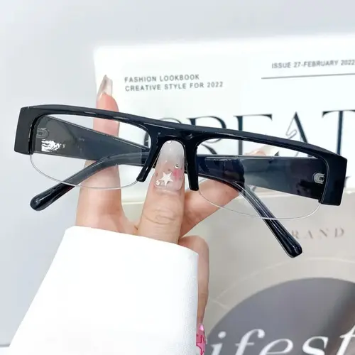 Women's Vintage Rectangle Streetwear Sunglasses Semi Rimless Half Frame Hipster Style, Durable Polycarbonate Frame, Gradient Lenses, Ideal for Dinners, Birthdays, Holiday Parties