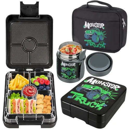 [MAXSO TikTokShop Back to School Haul] Child-Friendly Bento Lunch Box Set with Bowl, Lid, Flask, Warmer & Tableware - BPA-Free, Leakproof, Divided Compartments, 300ml Thermal Container, Insulated Bag for School Supplies