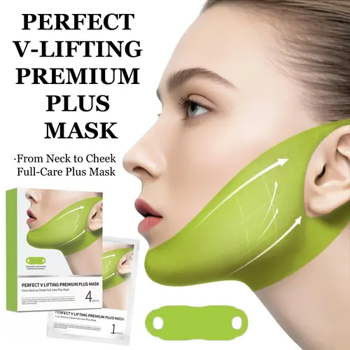 V-Shape Chin Lifting and Neck Firming Face Mask Set, 4 Pcs per Box, Double Chin Strap with Peptides, Collagen Lifting Hydrating Brightening Tightening Mask Kit, Chin Lifting And Neck Firming Face Masks, Collagen Lifting Face Masks
