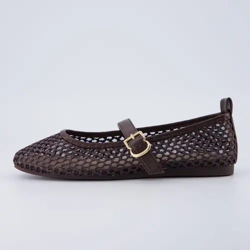 Cushionaire Gracie Mesh Mary Jane Flats for Women |  Breathable Ballet Flats with Adjustable Buckle Strap and Memory Foam Cushioning