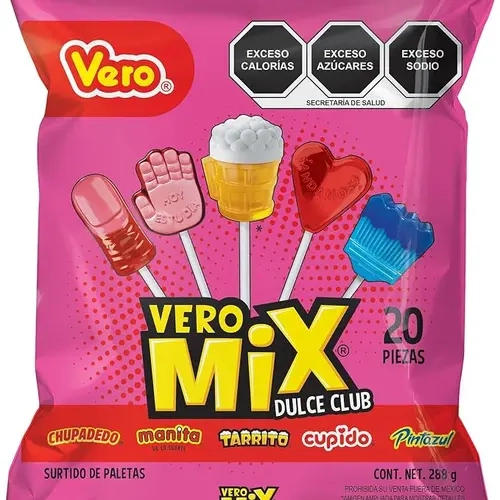 Vero Mix DULCE Club Non Spicy Mix Candy Sweet Lollipops Bag with 20 Pieces