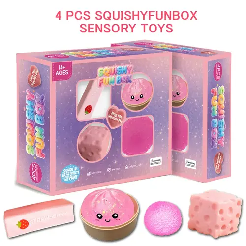 4-Piece Set Squishy ,Malt Sugar Stress Relief Fidget Toys, Sensory Bundle, Creative Slow-Return Squishy, Party Gift, 8 Different Styles