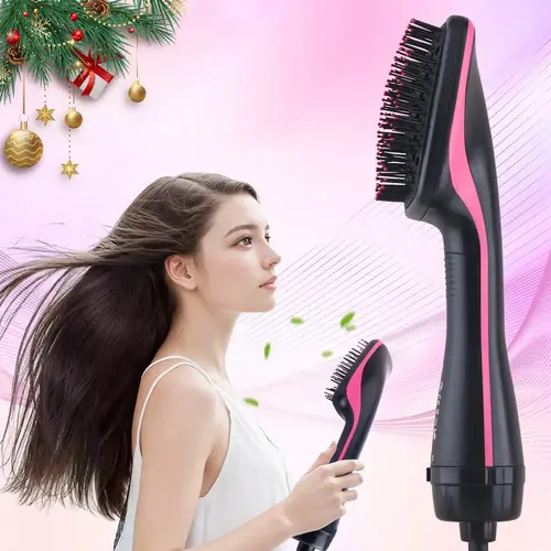 Comfortable Comb Design Multifunctional Hair Dryer, Two-In-One Heated Straightening Brush and Straightener, Negative Ion Hairbrush, Fast Drying Tool, Thermal Straightening Brush