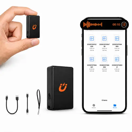 Magnetic Smart Voice Recorder - AI-Intelligent Triple Noise Reduction Digital Product, 1536 Kbps 3D HD Stereo Portable Recorder with Adjustable Recording, USB, MP3 Player for Lectures, Meetings, Digital Products