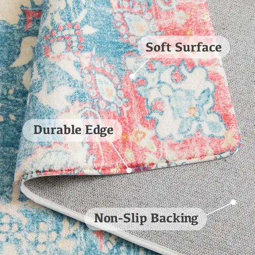 Belffin Machine Washable Living Room Rug, 4x6 Moroccan Area Rug for Home Decor.Blue Area Rug Kid Room. Visit the Belffin Store