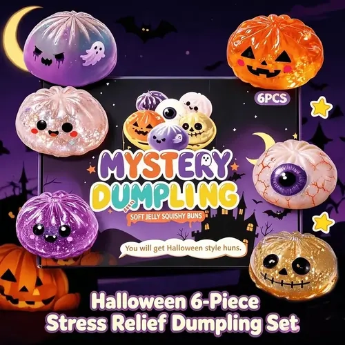 Halloween Dumpling Squishy Toy, Soft Slow Rising Stress Relief Squeeze Toy, Cute Kawaii Halloween Fidget Toy in Multiple Styles, Perfect Gifts for Friends and Family
