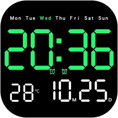 Multifunctional Large LED Digital Wall Clock - Indoor Home Supplies with Adjustable Dimmable Display, Remote Control, Alarm, Calendar, Temperature, Timer, Wall/Desktop Use for Room Decor, Living Room Decor