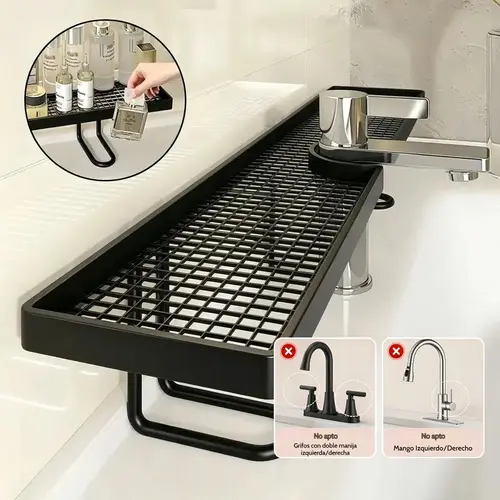Carbon Steel Bathroom Organizer, 19.7 x 4.3 in No-Drill Vanity Counter Storage Rack, Minimalist Moisture-Proof Anti-Mold Bathroom Shelf for Skincare & Toiletries