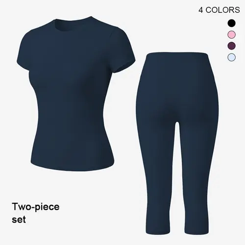 Women's 2-Piece Yoga Style Body Shaping Sportswear Set - Breathable, High-Waist Quick-Dry 3-Quarter Shorts, Workout Sportswear Activewear for Summer Fitness Gym, Matching 2-Piece Sets for Women
