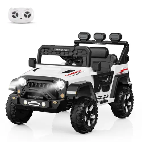 12V/6V Kids Electric Ride-On Off-Road Vehicle – Parental Remote Control – 3 Speeds – LED Lights – Music – Wireless Connection – Gradual Power-Up – Battery Display – Safety Belt – Battery Powered Car for Boys & Girls