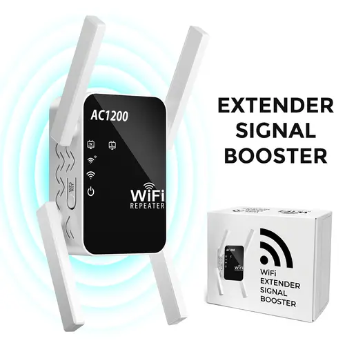 WiFi Repeater Signal Extender, Extends Coverage to 1288 Sq.ft, Handles 80Devices, 2.4GHz Wireless Repeater Amplifier, WiFi Extender for Home Use
