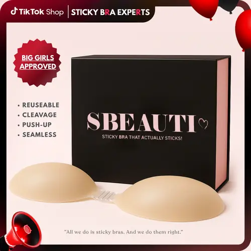 SBEAUTI UP TO G Classic Silicone Sticky Bra, Sweatproof Soft Silicone Strapless Backless Invisible Reusable Adhesive Bra,  Replaceable Pads for Party, Wedding (Deep V, Low Cut, Off-Shoulders), Push Up Bra, Strapless Bra Push Up