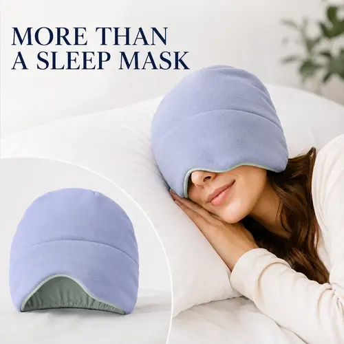 GEECO Reversible Weighted Sleep Cap - Soft Brushed Fleece, Cooling Lining, Micro Weighted Beads, Easy Care, Hand Wash Only, Stretch Edge for a Snug Fit, Wraparound Night Mask Alternative, Eye Covers for Sleeping, Ideal for Bed Travel,familyfun