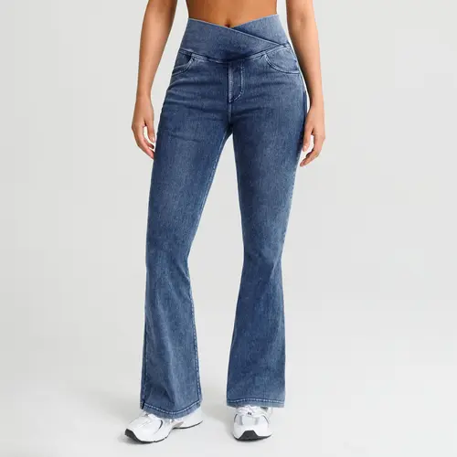 BRXL Women's High-Waisted Crossover Jeggings - Stretchy Denim Bottoms, Back Pockets, V-Cross Waist for Tummy Control, Fitted Flawless Fit, Boosts Confidence, Curves-Flattering Basic (Live Discount) -BRXL-1