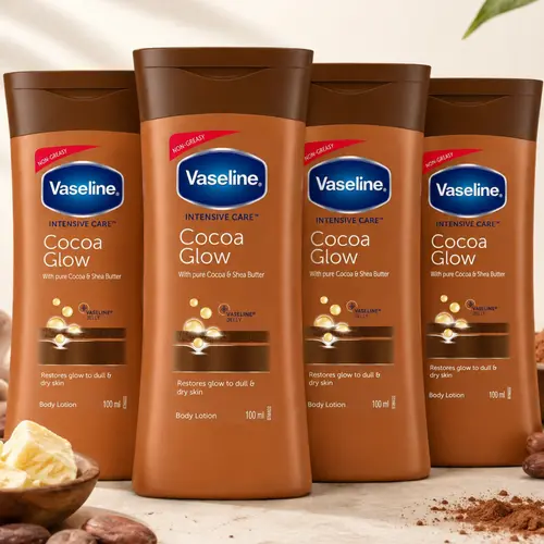 Vaseline Intensive Care Cocoa Glow Nourishing Body Lotion Value Bundle (100ml/3.4oz) - Non-Greasy Body Care Moisturizer with Pure Cocoa & Shea Butter, Restores Radiance, Delightful Scent Multipack Set, Moisturizing, Daily, Deep Hydration, Beauty Products,