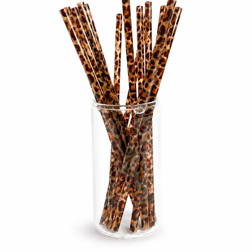 Leopard Print Reusable Drinking Straws, 20 Pack 9 Inch Straws for Iced Coffee, Tea, Juice and Smoothies