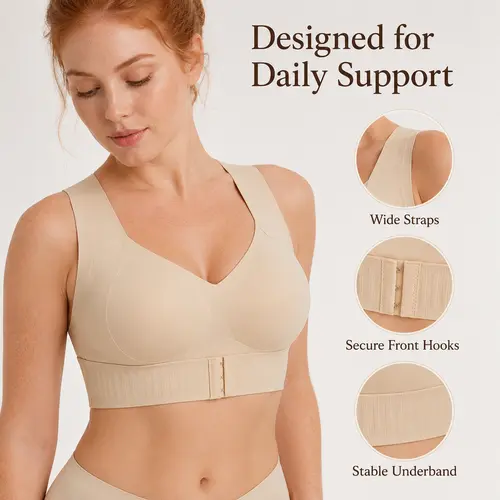 Posture Corrector Bra for Women, Soft Wireless Sportswear with Moulded Cups for Yoga, Gym, and Daily Training,clothes for back to school,first day of school outfits