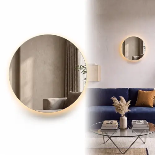 Hoodink Contemporary Round Indoor LED Wall Lamp - Black Wood Grain, Brushed Gold & Linen Texture Finishes, 3-Level Dimmable Adjustable Ambient, USB Rechargeable Night, Indoor Lighting for Bedroom, Decorative Dimming, Room Decor, Led Lights