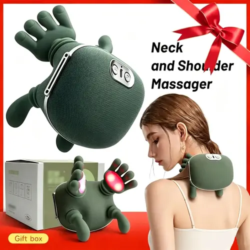 Wireless Neck-Shoulder Massager with Heat, 3D Shiatsu Kneading Device for Deep Tissue Pain Relief, Portable Personal Care Appliance, Relaxing Gifts for Adults, Lightweight, Portable Shiatsu