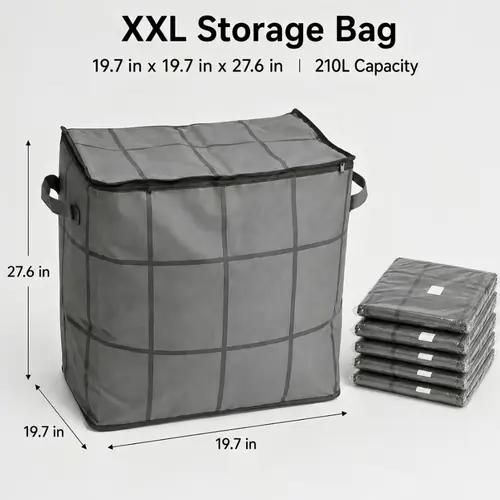 Large Capacity Moving Storage Bag, Fabric Organizer for Quilts, Bedding, Blankets & Sweaters, Spacious Clothes Storage Container for Closet, Bedroom and Home Organization