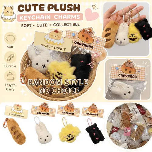 Pendant for clothes Cute Random Plush Keychain Charms, Soft Stuffed Mini Bag Pendant, Surprise Blind Box Design, Style & Color Random Cannot Choose, Portable Cute Bag Accessory Gift Giveaway , Small Car Key Decor Party Favors，Pendant for clothes