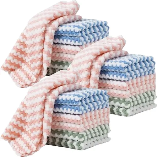 Chilluxe 2026 48-Pack Household Microfiber Cleaning Cloths Set – Ultra-Soft, Absorbent, Reusable 10.1"x10.1" Thick Wipes, Lint-Free, Ultra-Fine Cleaning Cloths for Kitchen, Car, Furniture (Red, Blue, Green)