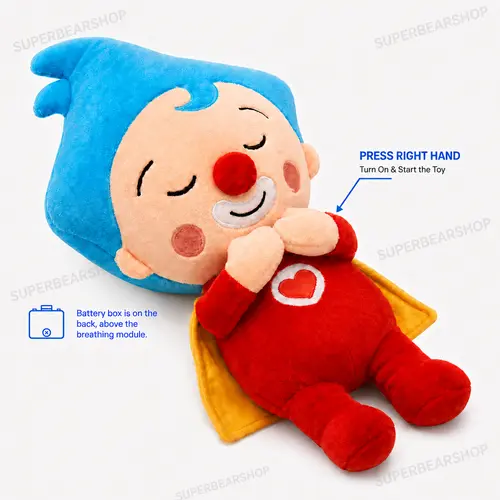 Soothing Rhythmic Breathing Plush Toy , 40cm Soft Stuffed Animal Sleep Soother with Glowing Belly, Huggable Comfort Snuggle Plushie for Toddlers, Calming Bedtime Companion Toy, Ideal Birthday Baby Shower Gift for Boys & Girls Electric pet TOY