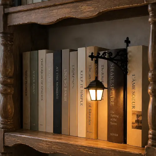 Library Lantern-Decorative Bookshelf Lighting, Reading Book Shelf Lights for Bookworms, Antique Led Books Nook Lamp Ornament for Study Reading Corner Home Library, Unique Gift for Book Lovers