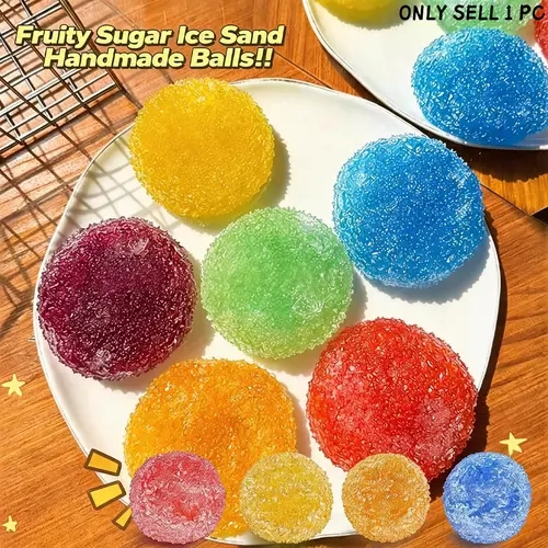 Crunchy Slushy Squishy Ball, Ice Skin Stress Relief Fidget Toy, Soft Sensory Toy for Anxiety, Cute Handmade Design