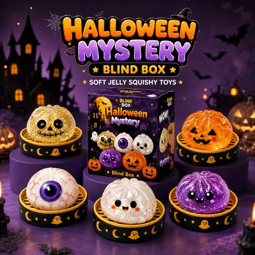 Cute Halloween Ghost Squeeze Toy Set, Portable Stress Relief Squishy Toys, Halloween Party Favor Bag Fillers, Holiday Gifts