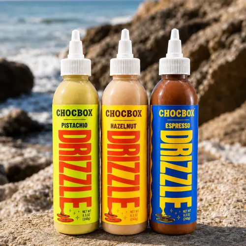 Chocbox Drizzles Dessert Sweet Spread - Pistachio, Hazelnut, Espresso Flavors - 8oz, 17oz Multi-Size Fruit-Infused Ambient-Temp Pantry Preserve